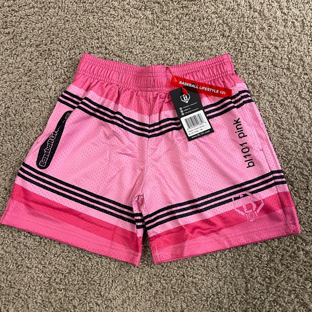 Baseball Lifestyle 101 Kids Pink Shorts